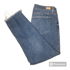 Women’s Paige Brigitte Crop Jeans Light Wash Mid Rise Distressed Hems Size 29